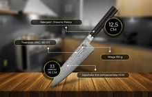 Shiori 撓 Kyoto Santoku - japoński nóż szefa kuchni Seki/Japonia ze stali damasceńskiej VG10