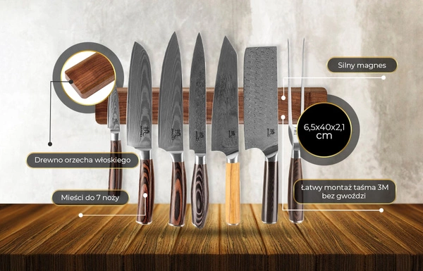 Shiori 撓 Hangu Suru listwa magnetyczna na noże z orzecha włoskiego