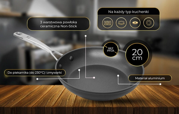 Shiori 撓 Aluguss Pro patelnia z powłoką ceramiczną indukcja 20 cm