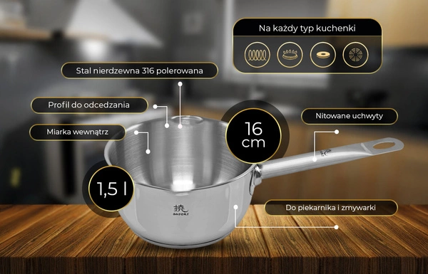 Shiori 撓 Steel Series Pro 316 rondel indukcja 16 cm (1,5 l)