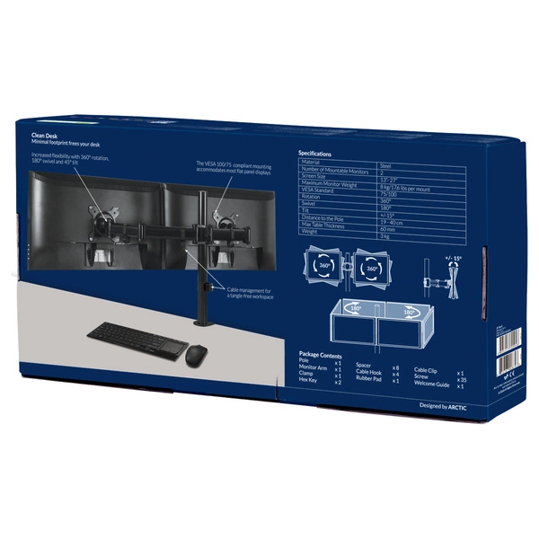 Uchwyt Arctic Z2 Basic na dwa monitory