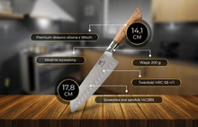 Shiori 撓 Shibuki Santoku - uniwersalny, wielozadaniowy nóż szefa kuchni ze stali sandvik 14C28N