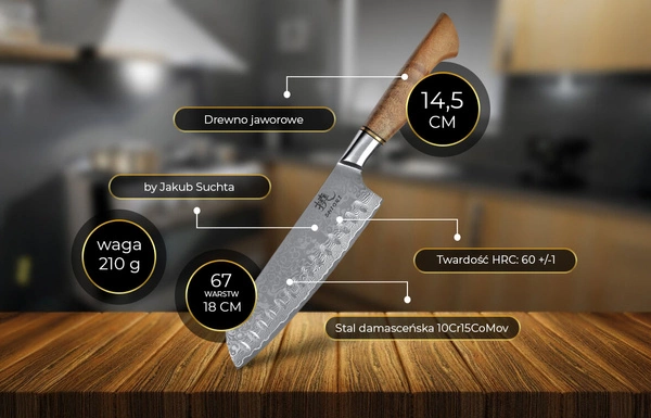 Shiori 撓 Santoku by Jakub Suchta - uniwersalny, wielozadaniowy nóż szefa kuchni