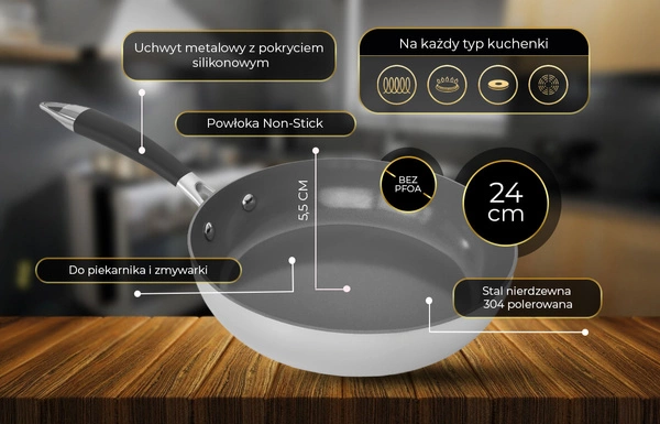 Shiori 撓 Stainless Steel 304 Pro patelnia z powłoką ceramiczną indukcja 24 cm