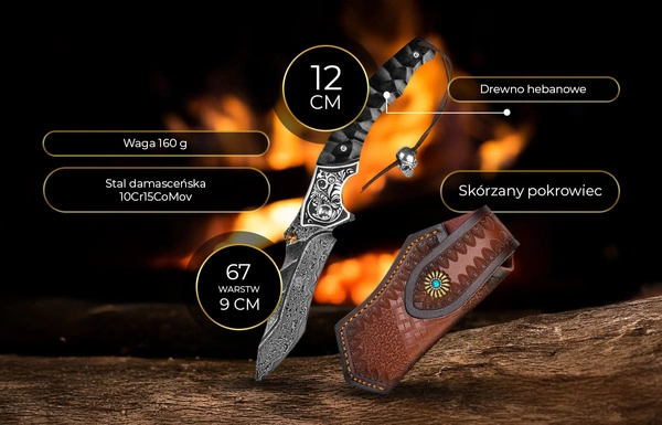 Shiori 撓 Nikuya - nóż myśliwski ze stali damasceńskiej