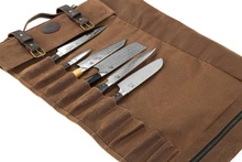 Shiori 撓 pokrowiec na noże z woskowanego płótna z elementami ze skóry naturalnej