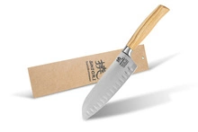 Shiori 撓 Hamburg Santoku - uniwersalny, wielozadaniowy nóż szefa kuchni ze stali niemieckiej 1.4116