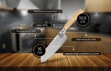Shiori 撓 Hamburg Santoku - uniwersalny, wielozadaniowy nóż szefa kuchni ze stali niemieckiej 1.4116