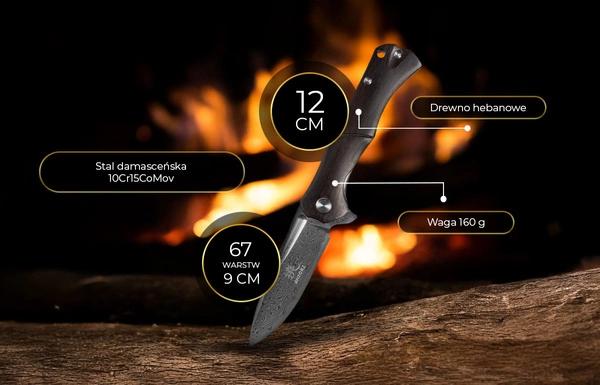 Shiori 撓 Mori - nóż myśliwski ze stali damasceńskiej